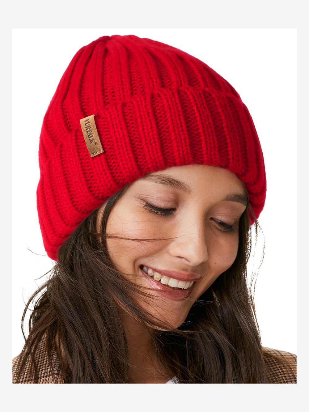 Winter Hats for Women Fleece Lined Beanie Knit Chunky Womens | Red | Size OS